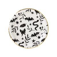 Snakes, bats and butterflies halloween paper plates.