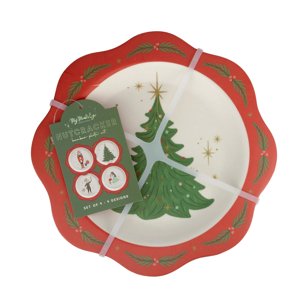 Bamboo Christmas plates with scenes from the nutcracker