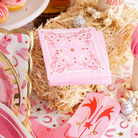 Keep your cowgirl party stylish and fun with our pink bandana paper cocktail napkins. The perfect addition to any celebration!