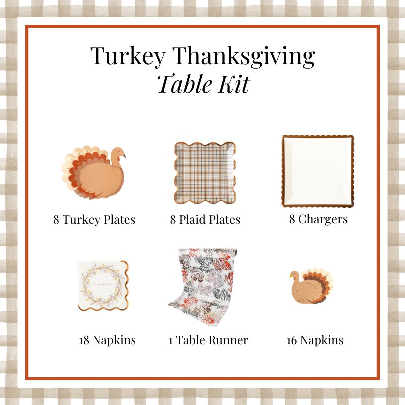 Turkey Thanksgiving Table Decor Kit - Everything you need to set your thanksgiving table