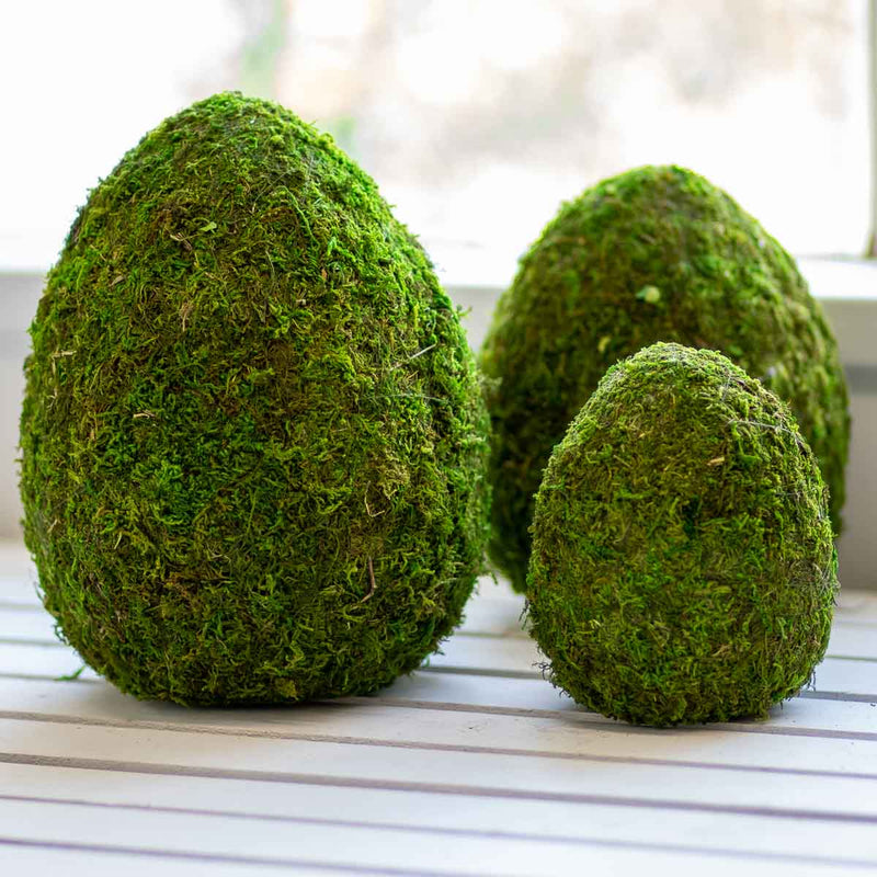 Moss green eggs for spring table decorations or an Easter tablescape.