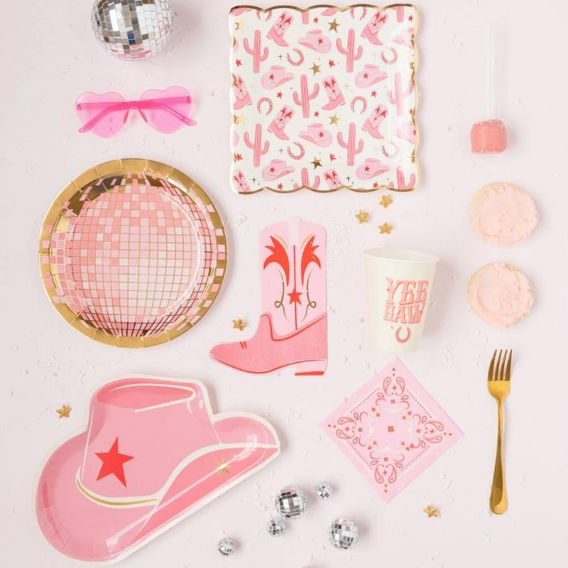 Disco Cowgirl Party Decor Kit - Everything you need to celebrate a pink cowgirl themed party. Perfect for a neon cowgirl themed birthday or a last ride bachelorette.