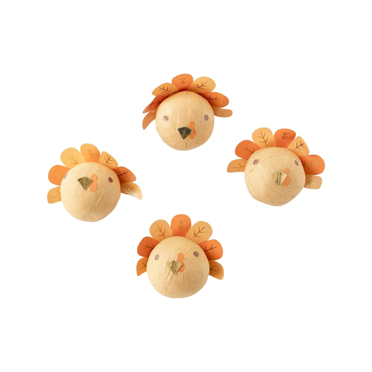 Set of four surprise ball turkeys, each hiding a fun toy, bringing excitement to the Thanksgiving kids table. These little turkeys are a playful addition to your Thanksgiving activities.