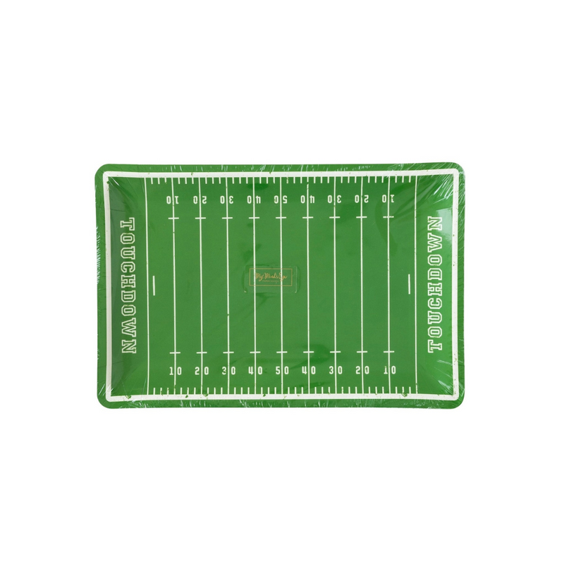 Football field shaped paper plate - perfect for tailgate party