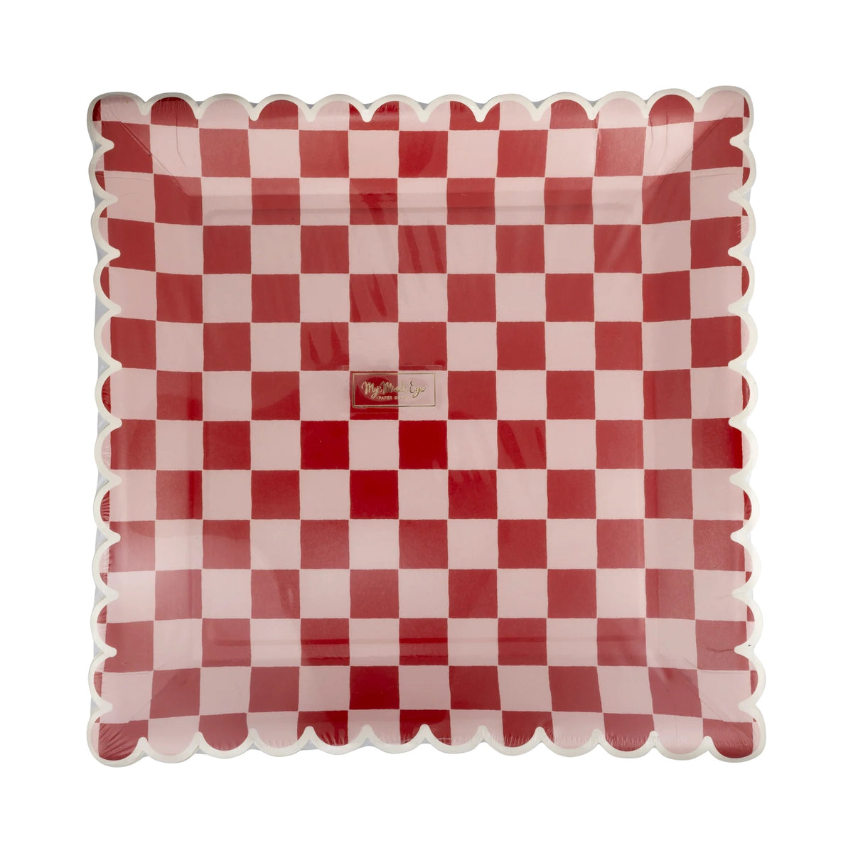 Pink and Red Checked Paper Plates