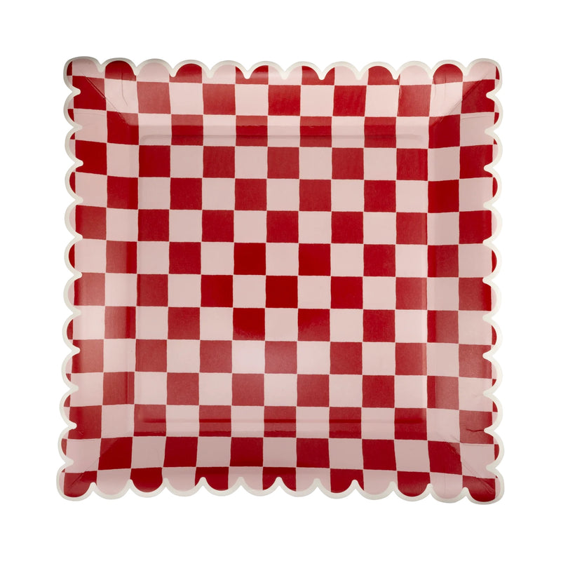 Pink and Red Checked Paper Plates