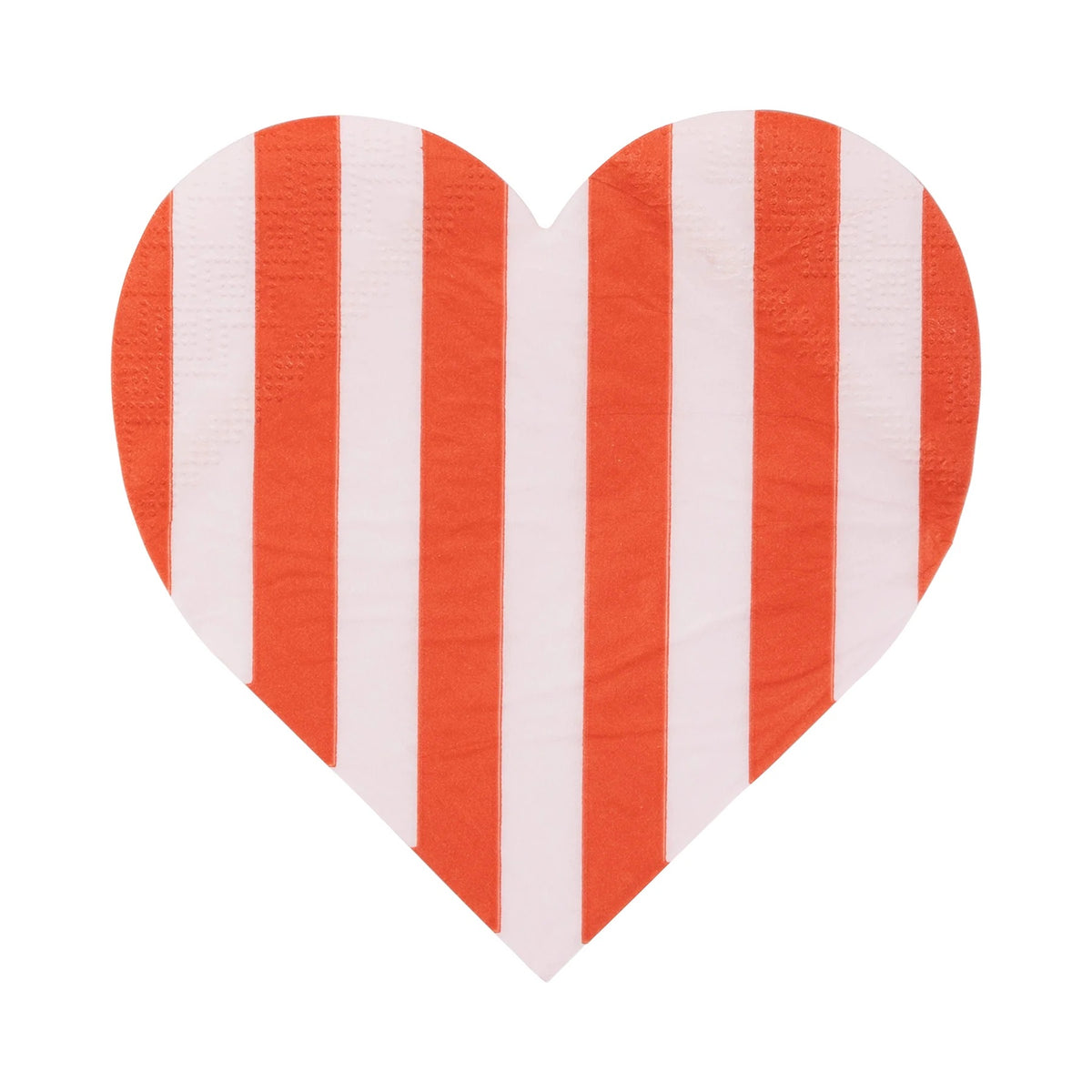 heart shaped napkin with red and pink stripes - perfect for a valentines day party