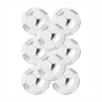 Get your game face on with these awesome soccer party decorations! These 8 inch round soccer ball paper plates, in a set of 8, are designed in chic silver and white.