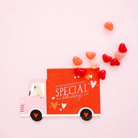 Truck shaped valentines day napkins - perfect for a kids valentines day party