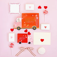 Truck shaped valentines day napkins - perfect for a kids valentines day party