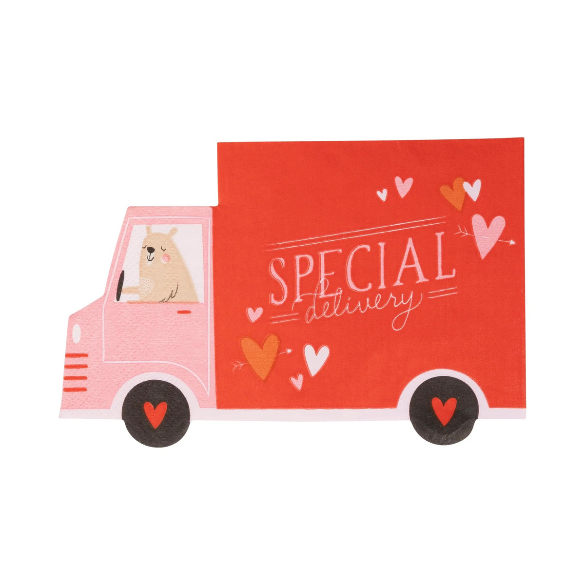 Truck shaped valentines day napkins - perfect for a kids valentines day party