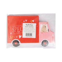 Truck shaped valentines day napkins - perfect for a kids valentines day party