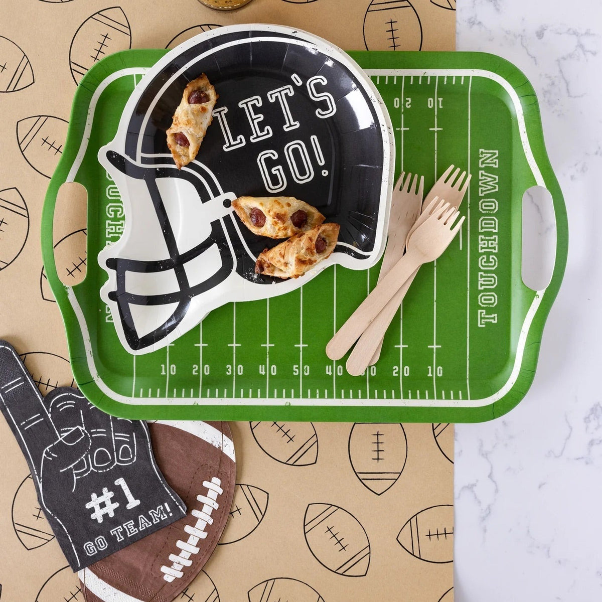 Show your team pride with our foam finger cocktail napkins. Perfect tailgate decorations for cheering your team on.