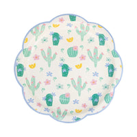 Close-up of Fiesta Cacti Pattern Plates featuring colorful cactus illustrations.