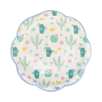 Back of Close-up of Fiesta Cacti Pattern Plates featuring colorful cactus illustrations.