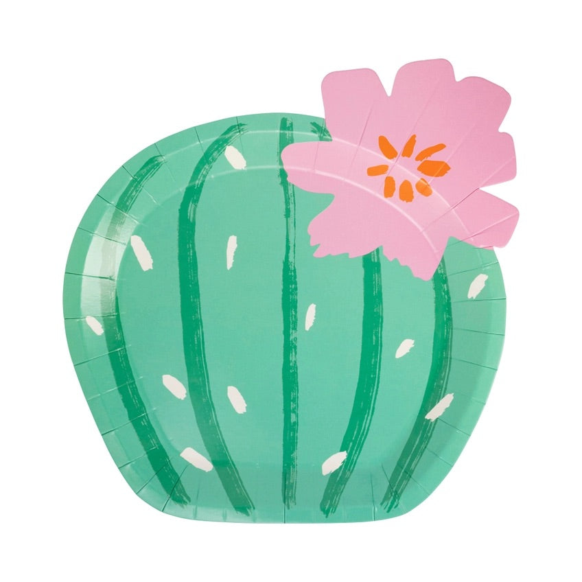 Close-up of Fiesta Cactus Plates featuring a fun and colorful cactus design.