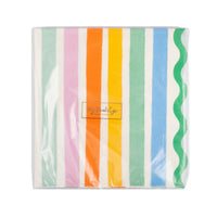 Close-up of Fiesta Striped Cocktail Napkins with colorful, vibrant stripes.