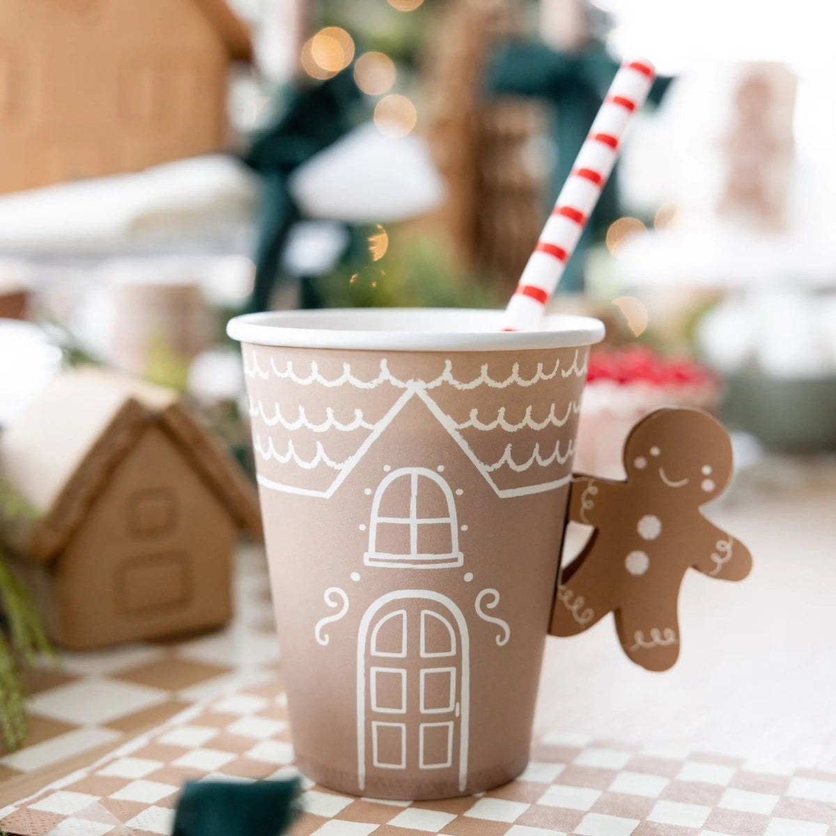 Gingerbread Cups 8ct | Disposable Christmas Coffee Cup, Gingerbread Coffee Cup, Gingerbread House Party, Cookie Exchange Party