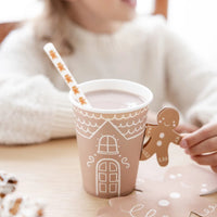 Gingerbread Cups 8ct | Disposable Christmas Coffee Cup, Gingerbread Coffee Cup, Gingerbread House Party, Cookie Exchange Party