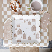 Gingerbread House 9" Square Plate | Christmas Party Decorations, Gingerbread Birthday Supplies, Holiday Party Supplies, Kids Christmas Table