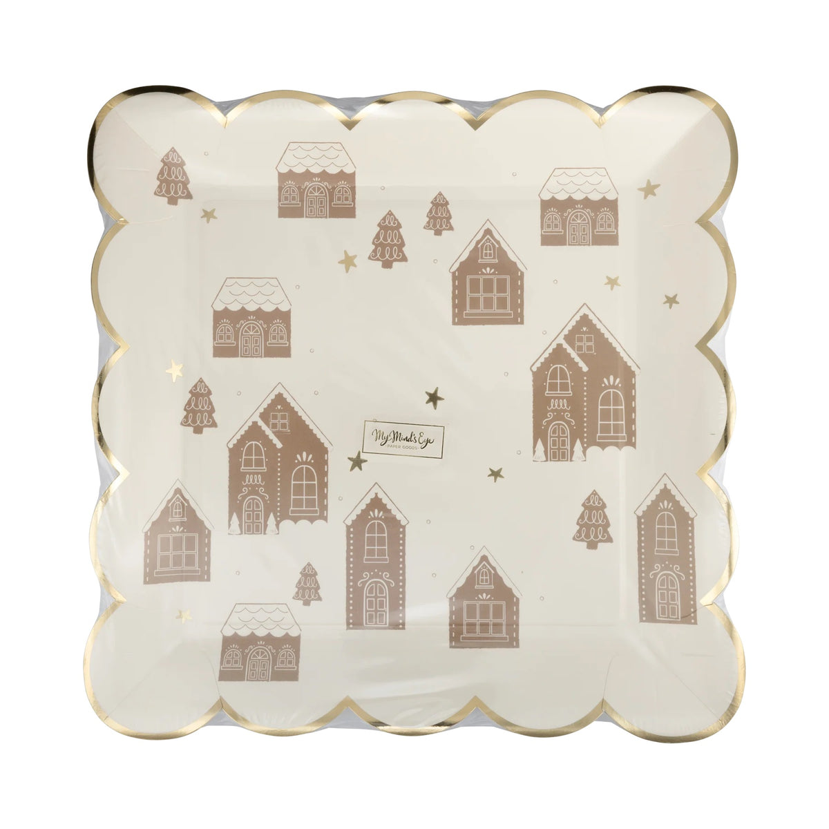 Gingerbread House 9" Square Plate | Christmas Party Decorations, Gingerbread Birthday Supplies, Holiday Party Supplies, Kids Christmas Table