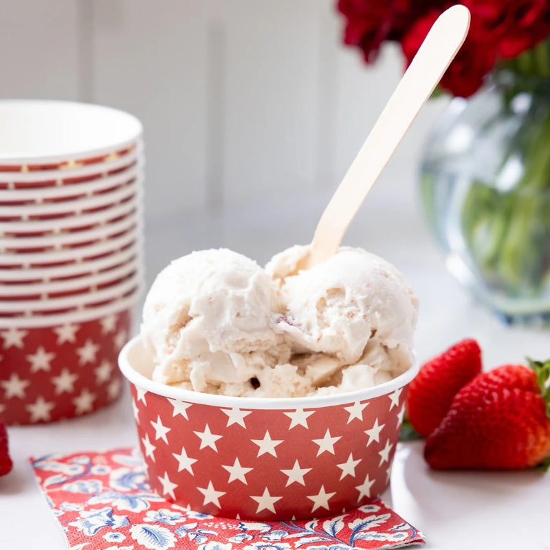 Red star paper ice cream sundae cups perfect for a 4th of july party.