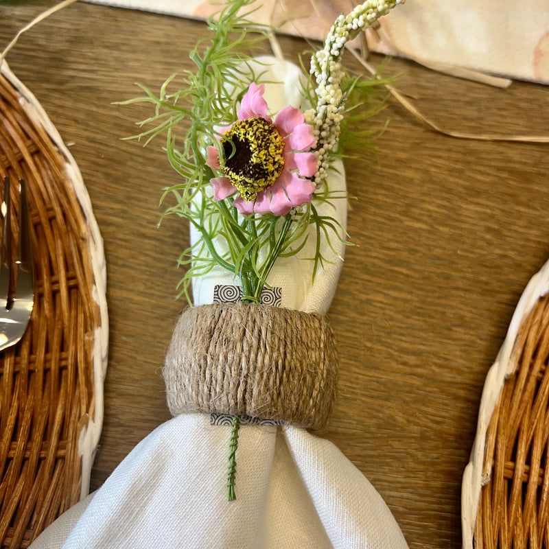Set of 4 jute napkin rings - perfect for a boho tablescape.