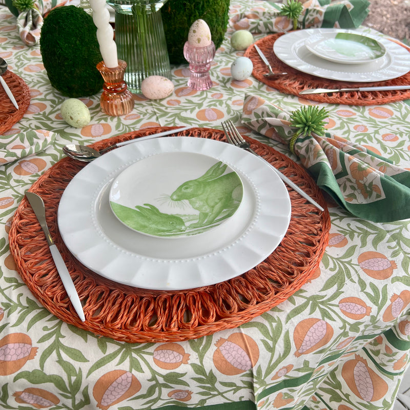 Orange Woven Round Placemat - perfect for a Spring or Easter Table
