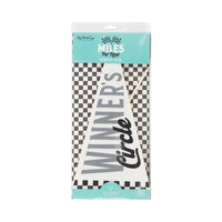 Packaged Miles Per Hour Winners Circle Felt Pennant ready for easy setup at a car-themed birthday party.