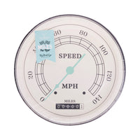 Close-up of speedometer paper plates showing realistic dashboard design, ideal for cars birthday party decorations or car-themed birthday party supplies.