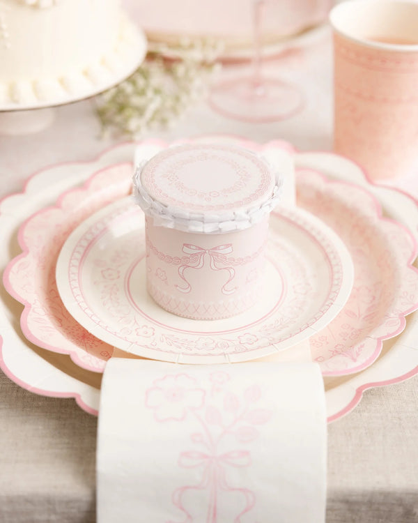 Pembroke Paper Dinner Napkins paired with tea cups and pastries for a whimsical tea party.