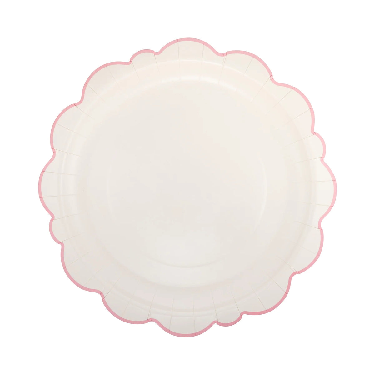 Pembroke Pink Edge Scallop 12 inch Plates styled for a chic party with matching decor.