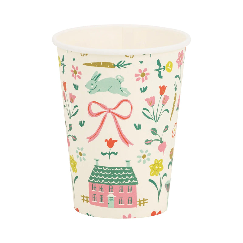 Springtime Cottage Party Cup featuring a delicate floral pattern, perfect for garden parties and elegant spring gatherings.