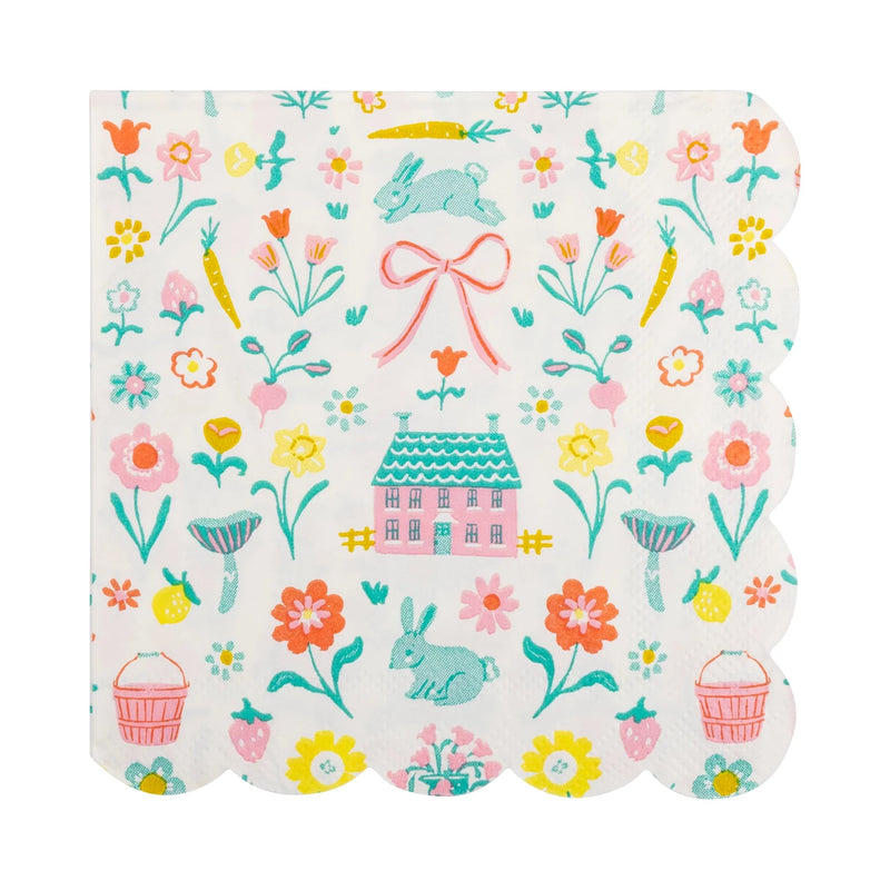 Springtime Cottage Cocktail Napkins featuring delicate floral patterns and soft pastel hues, perfect for tea parties and spring celebrations.