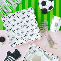 Kick off the fun with our soccer paper cups! These 12 oz cups, featuring a stylish white and silver soccer ball design, are the ultimate companions for your soccer birthday party.