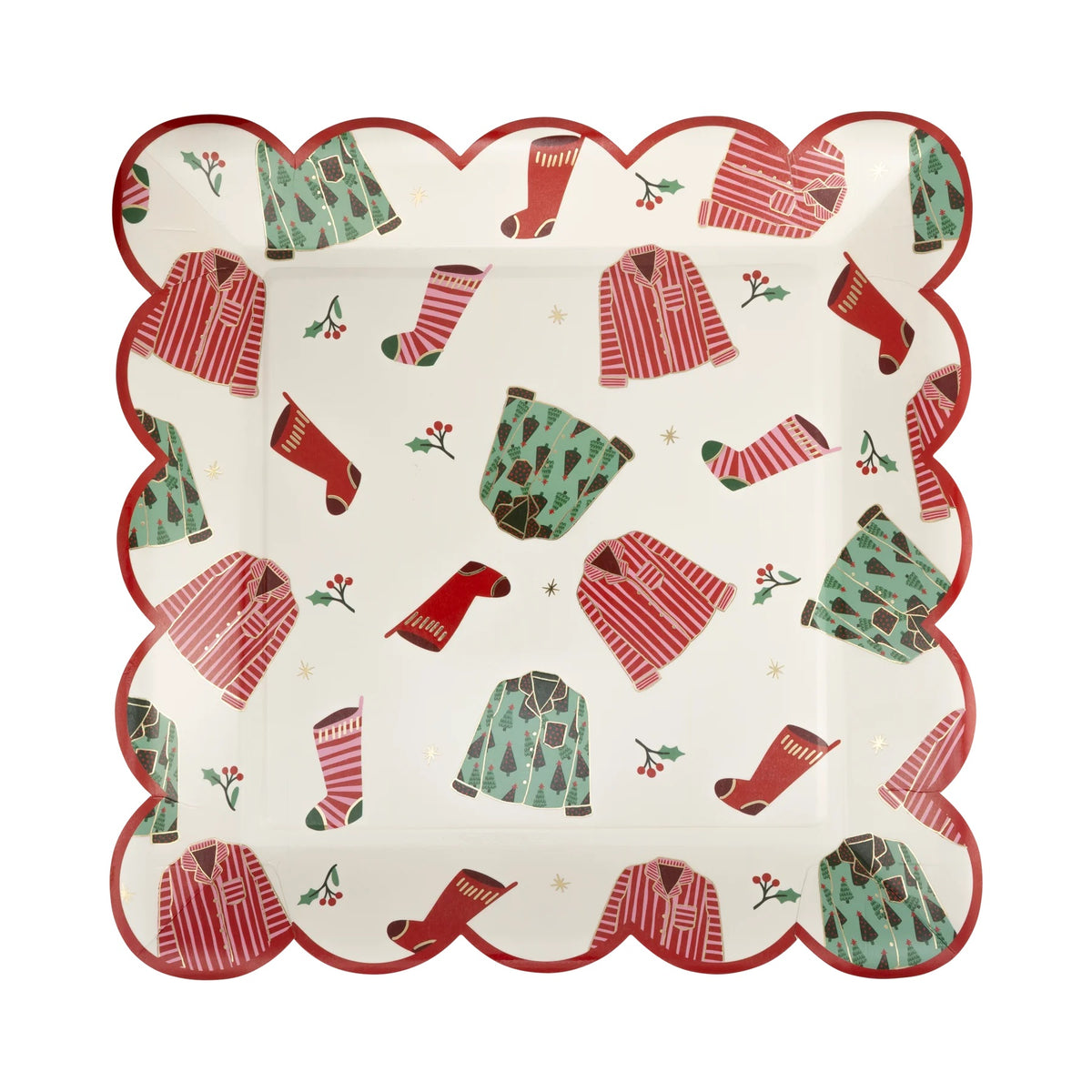 Christmas pajamas paper plates