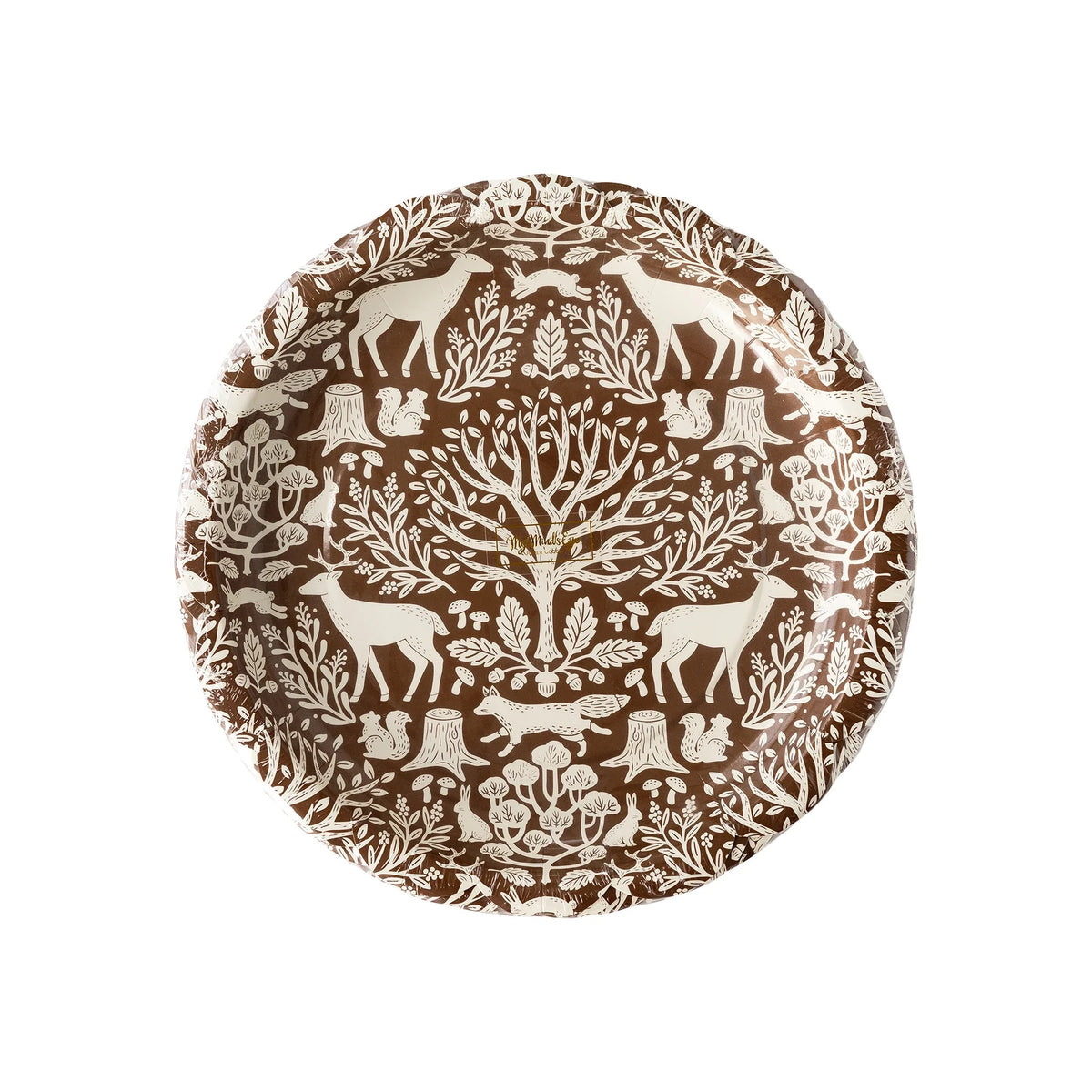 Brown Toile Thanksgiving Paper Plates