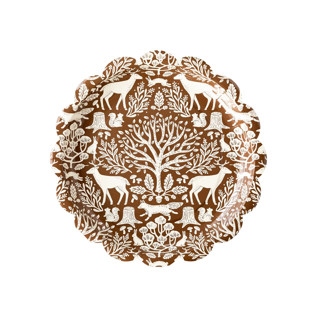 Brown Toile Thanksgiving Paper Plates