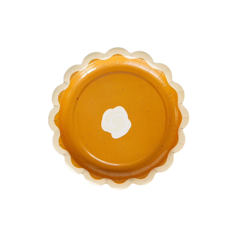 Thanksgiving Paper Plate shaped like a pumpkin pie