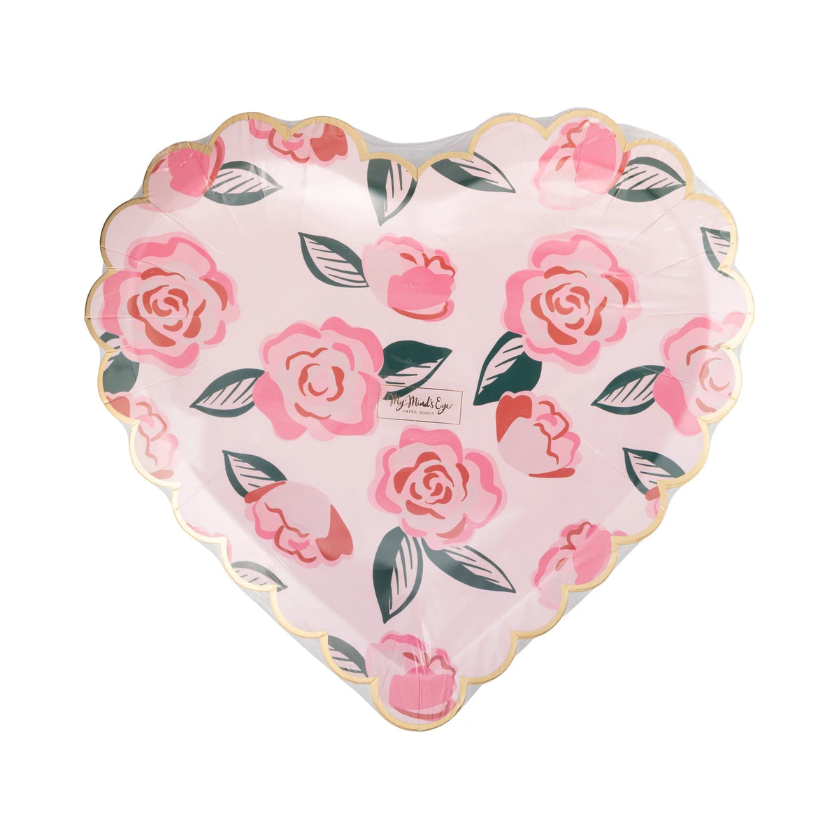 Elegant Roses Scalloped Heart Plates set up for a Valentines Day celebration.