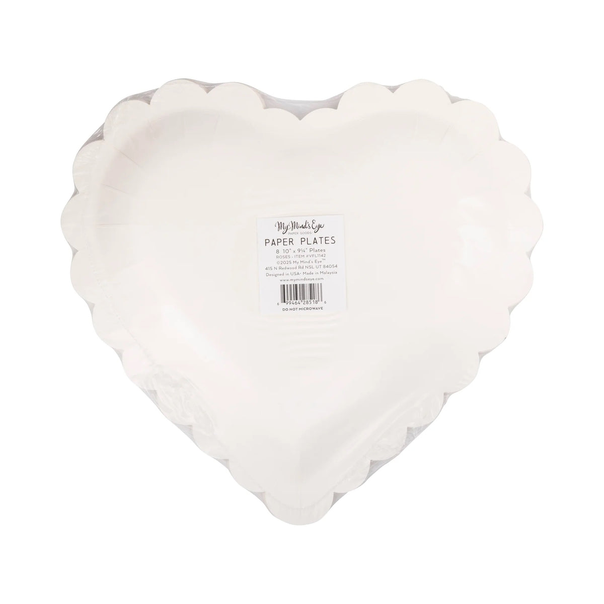 Detailed view of the rose patterns and scalloped edges on Roses Scalloped Heart Plates.