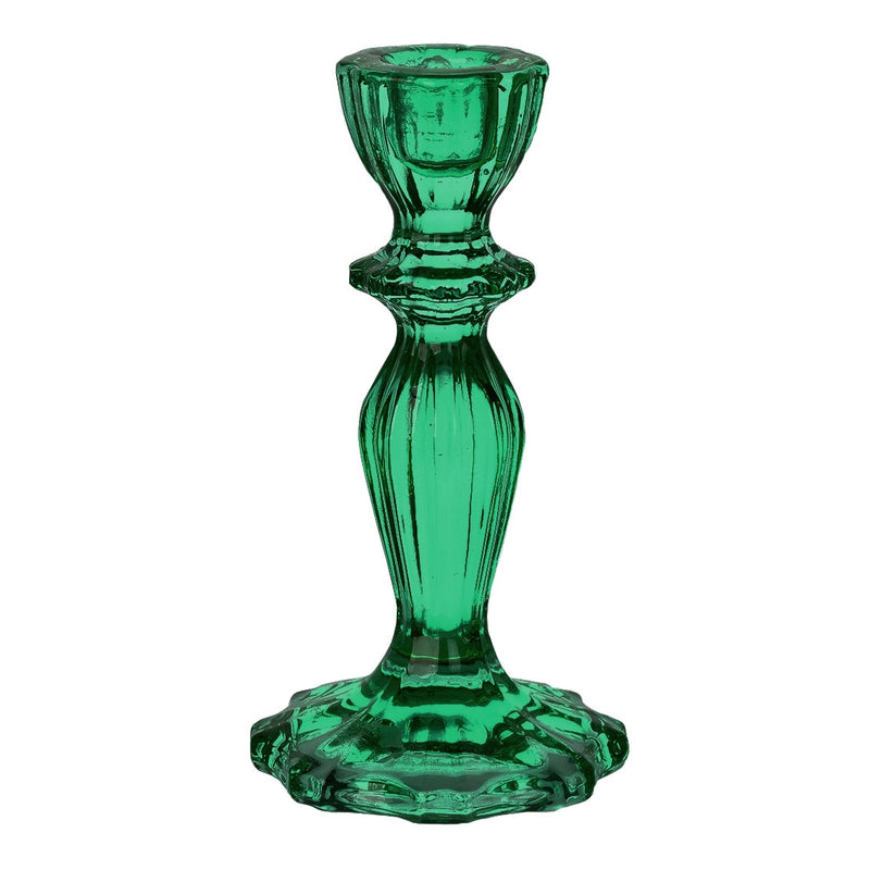 Green glass candle holder.