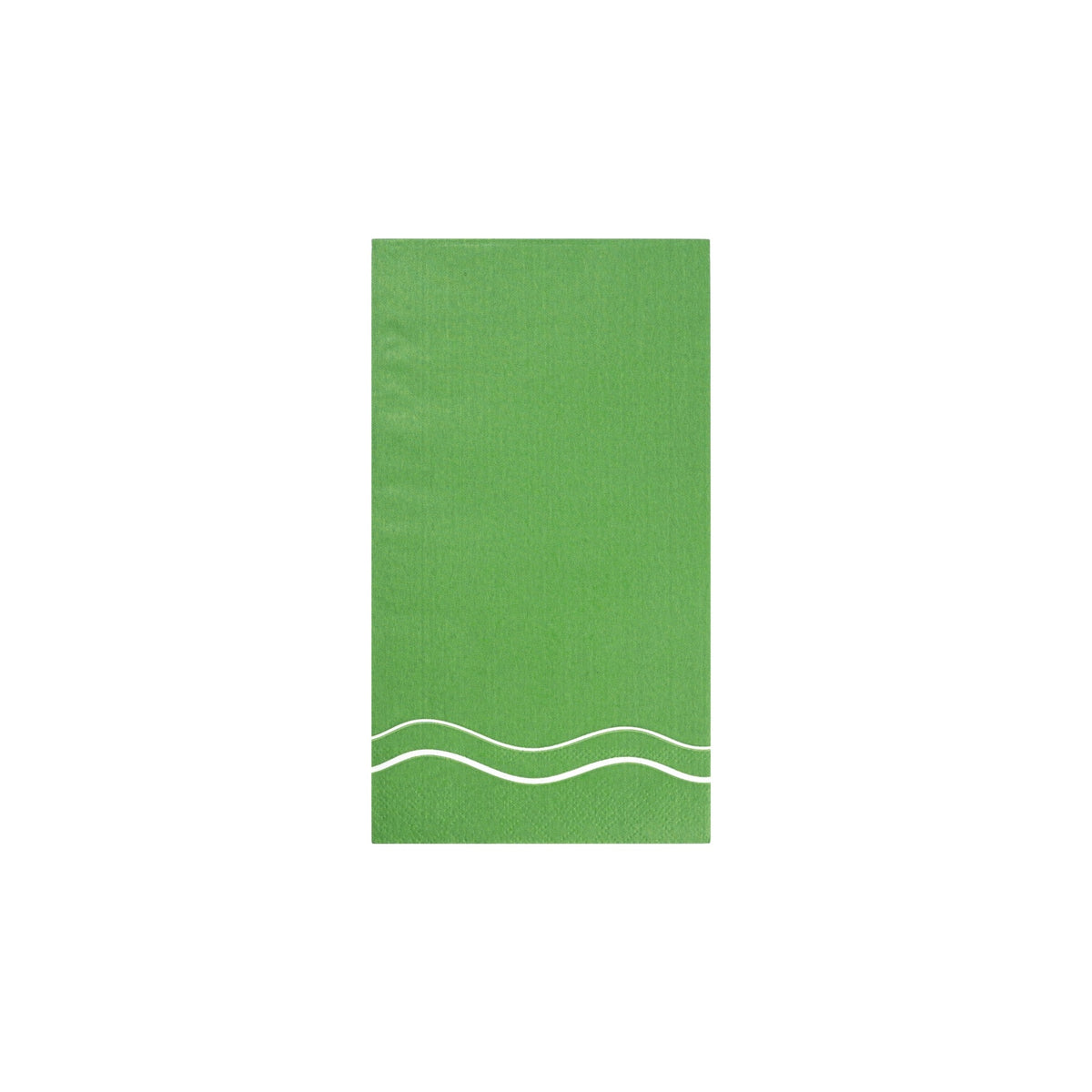 Green paper napkin with white wavy lines, designed as versatile paper guest towels, perfect for adding a fresh and vibrant touch to any table setting.