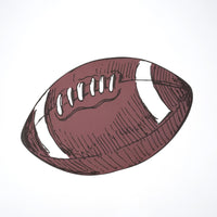 Simple football placemat with brown and white design on a white background, showcasing the classic football shape. Ideal for football party decor.