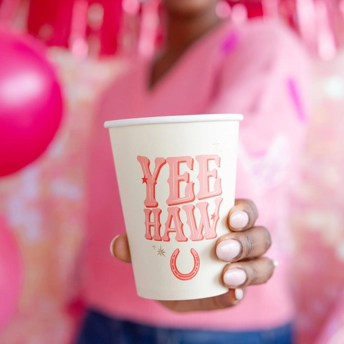 Toast the bride-to-be with our fun bachelorette party cups! These pink YeeHaw paper cups add a playful touch to any celebration.