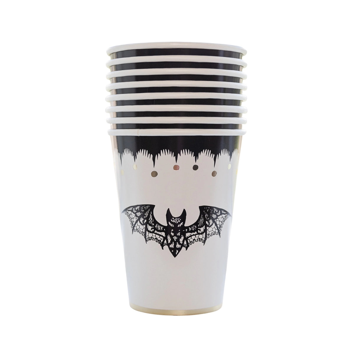 Halloween Paper Cup with a lacy bat design - set of 8