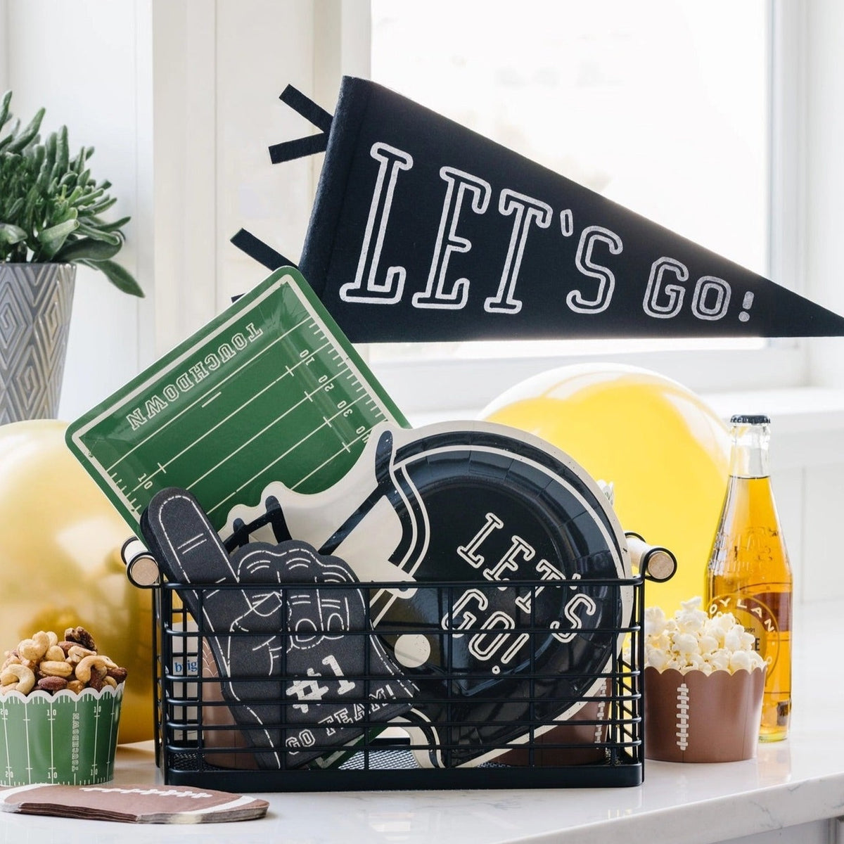 Boost your game day vibe with our trendy Lets Go felt pennants! Perfect tailgate decorations for any football celebration.