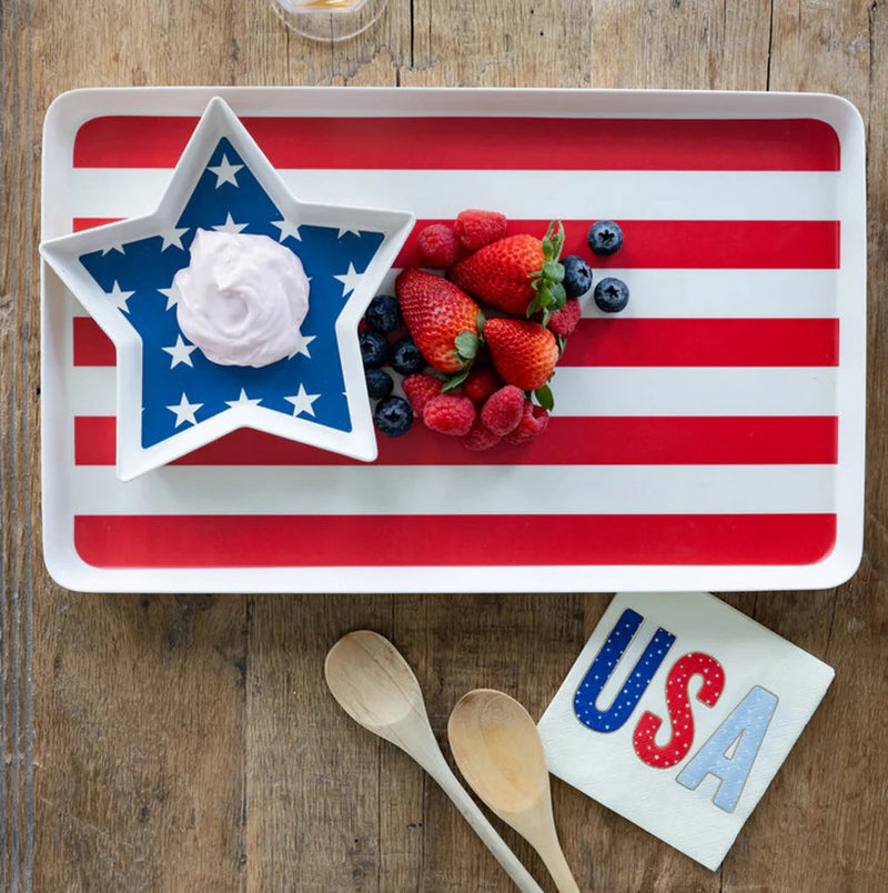 American flag serving tray - perfect for hosting 4th of july parties or a memorial day bbq