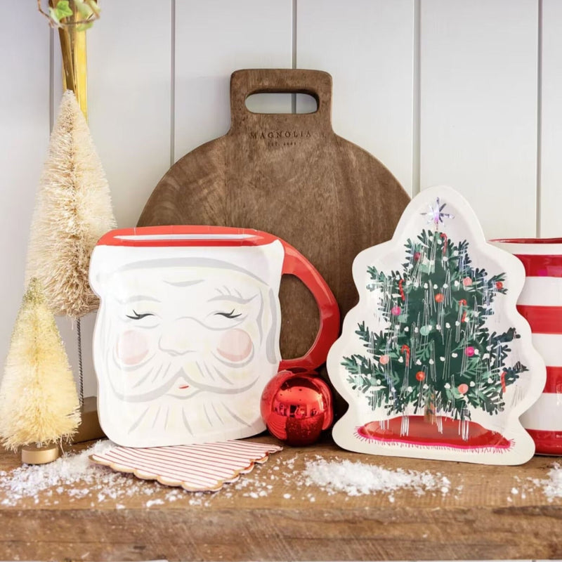 Santa mug shaped Christmas paper plates