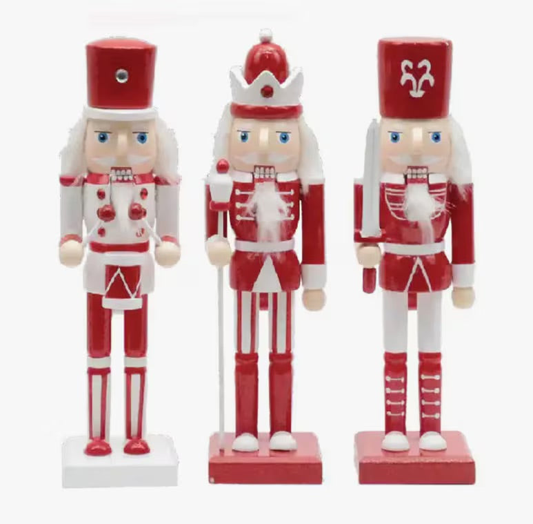 Red and white Christmas nutcrackers perfect for a Christmas Coffee Table Decor